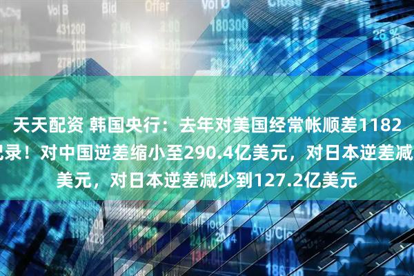 天天配资 韩国央行：去年对美国经常帐顺差1182亿美元，创历史纪录！对中国逆差缩小至290.4亿美元，对日本逆差减少到127.2亿美元